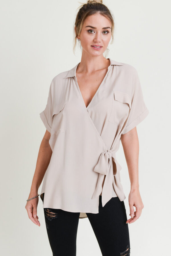 WRAP SHIRT WITH SIDE BOW